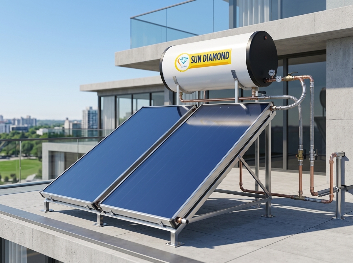 Sun Diamond Rooftop Solar Water Heating Installation