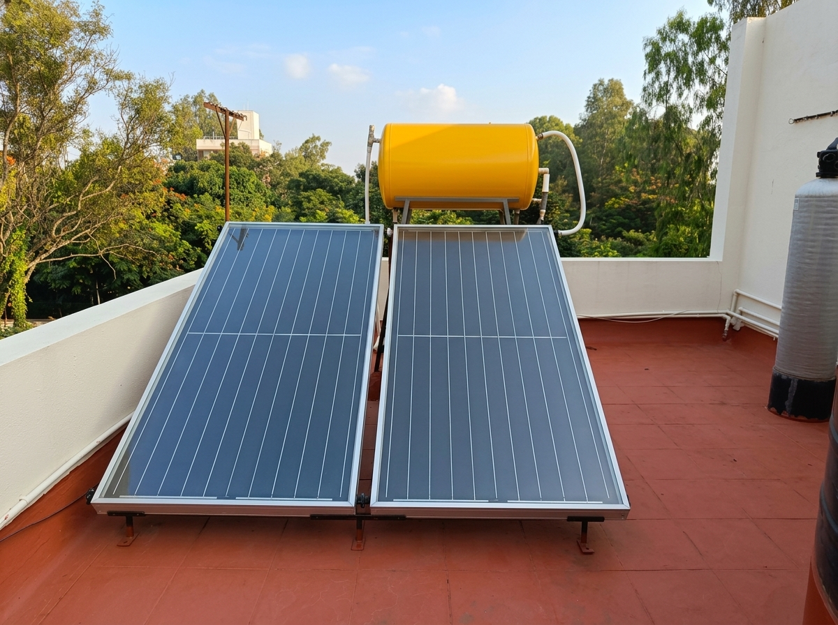 Residential Terrace Solar Water Heater Installation